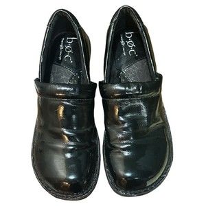 Preowned Womens B.O.C. Peggy Black Patent Clog Slip-on Comfort Leather Size 8.5